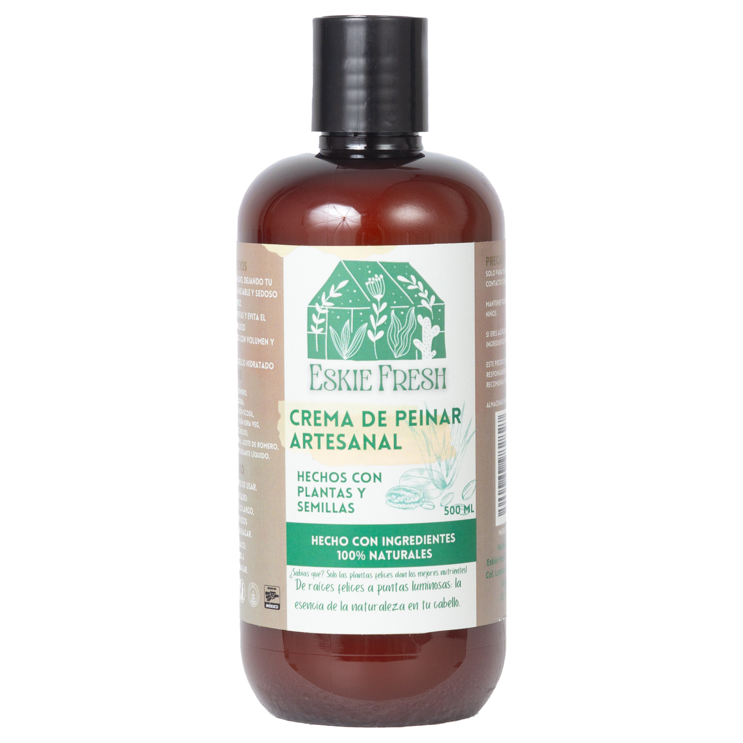 Crema de peinar artesanal aloe vera romero y linaza Eskie Fresh 500ml