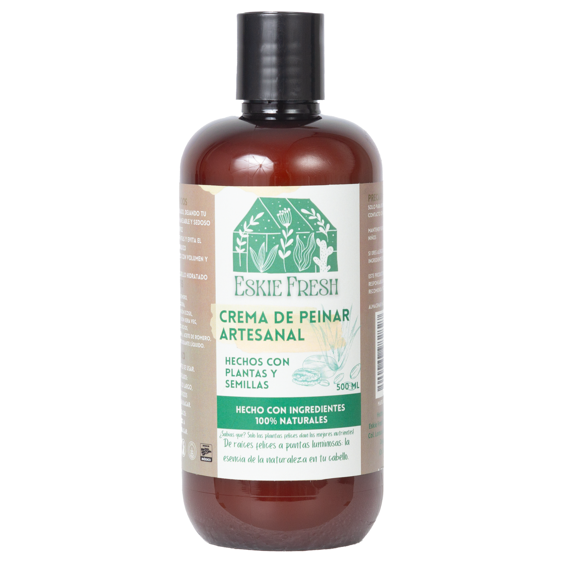 Crema de peinar artesanal aloe vera romero y linaza Eskie Fresh 500ml