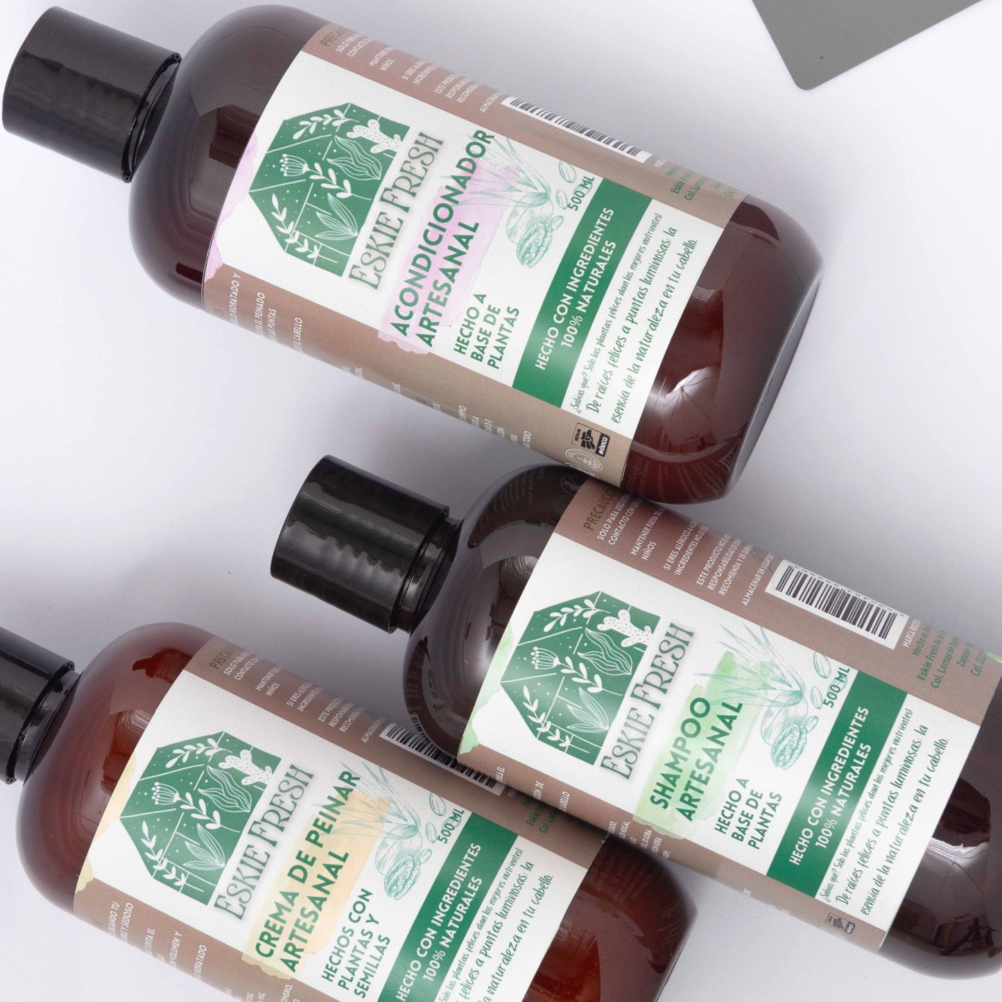 Kit Artesanal Eskie Fresh - Shampoo, Acondicionador y Crema de Peinar 100% natural